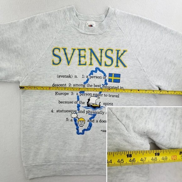 Svensk Swedish Vintage Sweatshirt Crewneck Sweden Heritage Graphic Made USA Med. - Picture 6 of 12